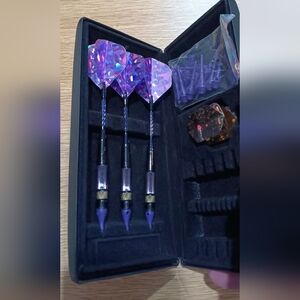 Purple and Silver Darts Set with Case
